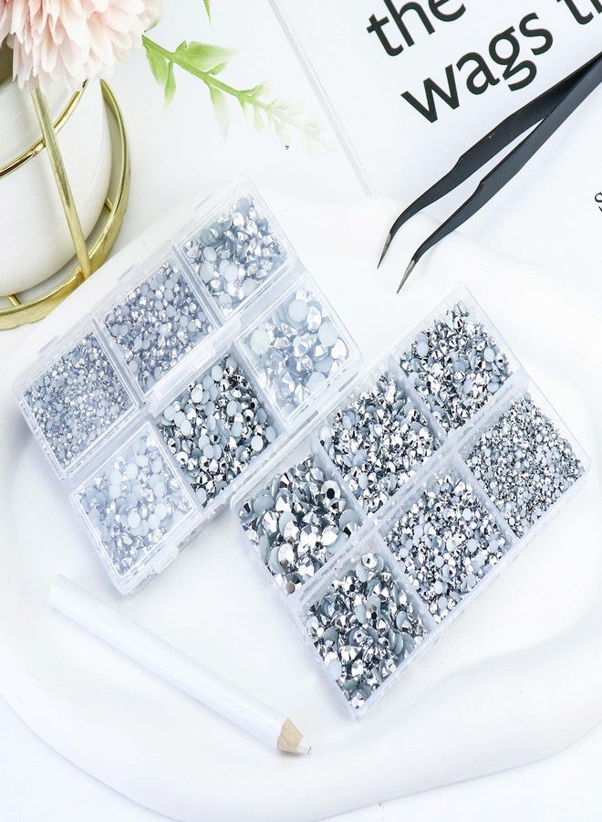 Briskbloom 10000PCS Mine Silver Rhinestones for Crafts Shoes Clothes, Silver Flatback Nail Rhinestones, Flat Back Diamond Tumbler Bedazzling Kit, Mixed 2/3/4/5/6mm Glue Fix Rhinestone Gems - Image 3